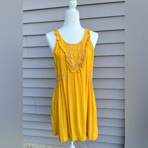 Anthropologie Maeve Sleeveless Dress Marigold Yellow Crochet Sundress